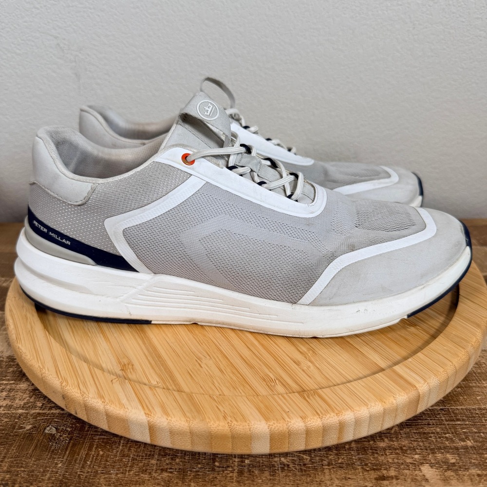 Peter Millar Camberfly Sneaker Mens 11.5 Grey White MA23EF30 Mesh Slip On